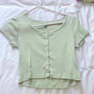 Brandy Melville green button down top